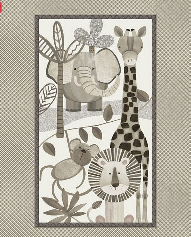 Jungle Romp Minky Panel Quilt Kit – Includes Backing & Binding – 60" x 48" – Betsey Cavallo for Henry Glass Fabrics