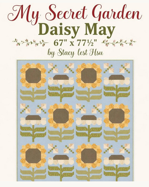 Preorder–Arriving August 2026 |My Secret Garden Daisy May Boxed Quilt Kit 67" x 77 1/2 – Stacy Iest Hsu for Moda Fabrics