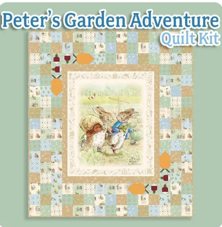 Peter’s Garden Adventure Quilt Kit Featuring Peter Rabbit and Benjamin Bunny by Beatrix Potter-Ships- Ships in February