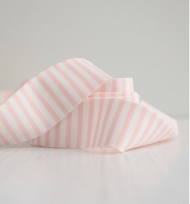 2.5” Bias Quilt Binding – Pink Stripped– Ready-Made Cotton Binding – Made in USA – Sold by the Yard