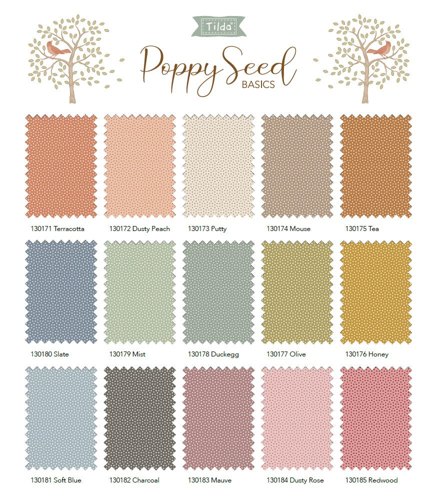 Tilda Poppy Seed Fat Quarter Bundle, 15 Fabrics, 21 x 19in