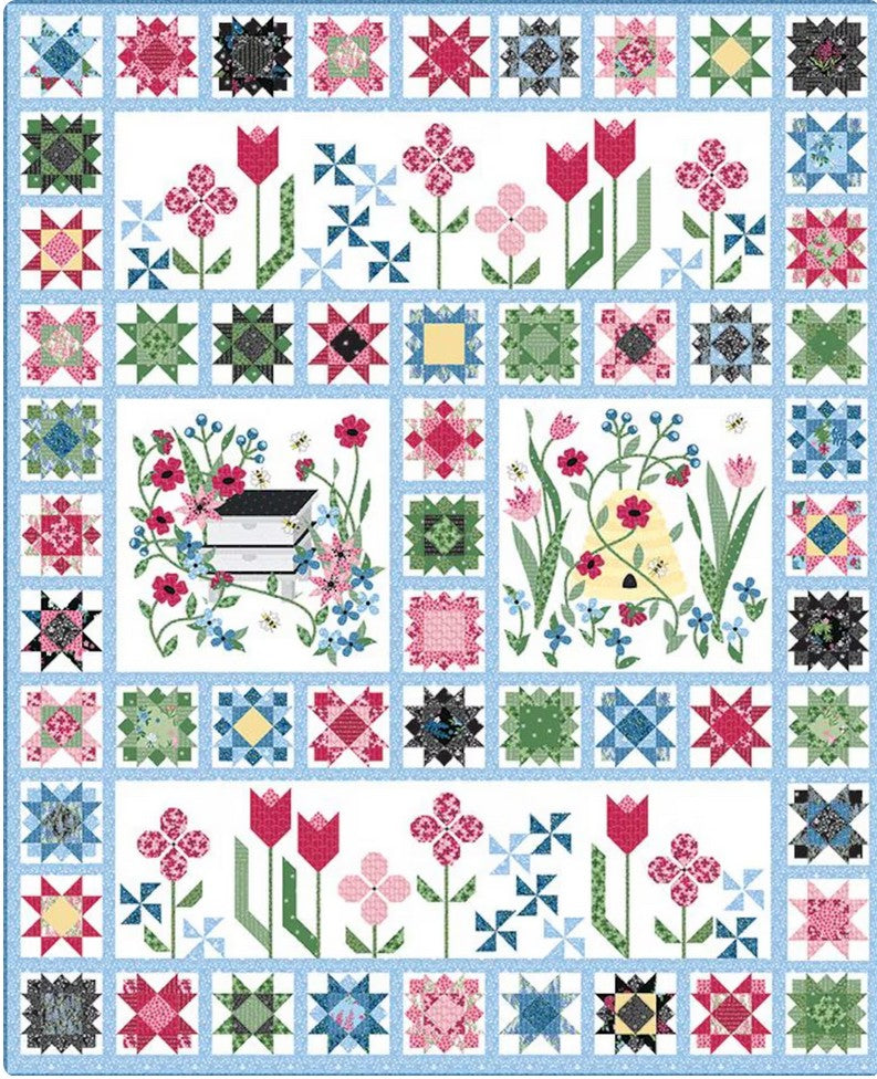 Sewing Bee Quilt Kit – Featuring Perennial by Jill Finley for Riley Blake Designs Finished Quilt Size: 64" x 78"