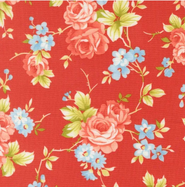 Wideback -Rosie Strawberry Country Rose 108” Wide Yardage- Fig Tree & Co - ships January