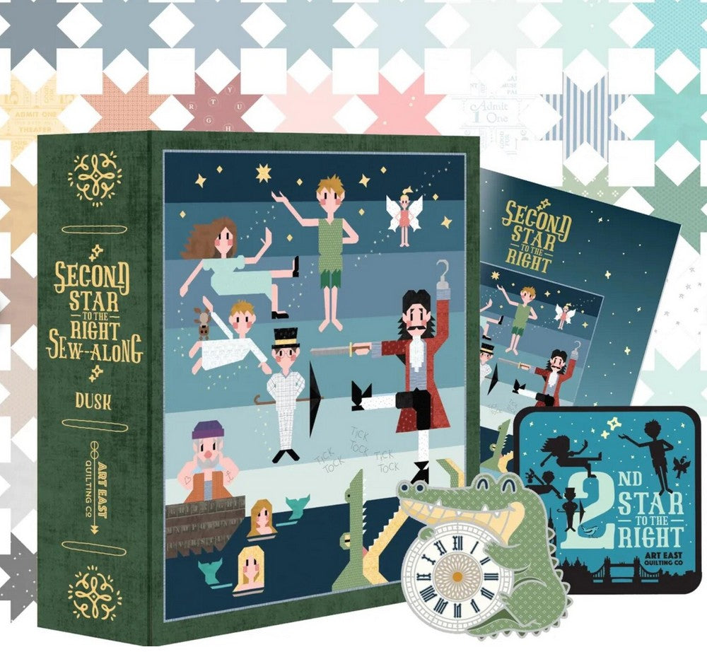 Second Star to the Right Peter Pan Quilt Kit (Dusk) by Riley Blake for Art East Sew Along Complete Kit  -Shipping in March
