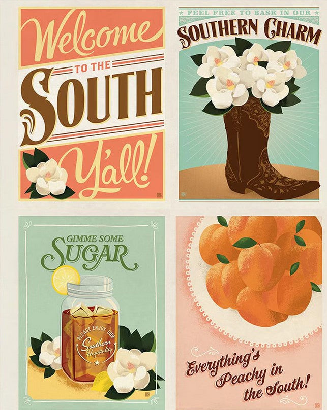 Southern Charm Pillow Project Panel PD17446-PANEL by RBD Designers for Riley Blake Designs – 35" x 42" – Ships in April 2026