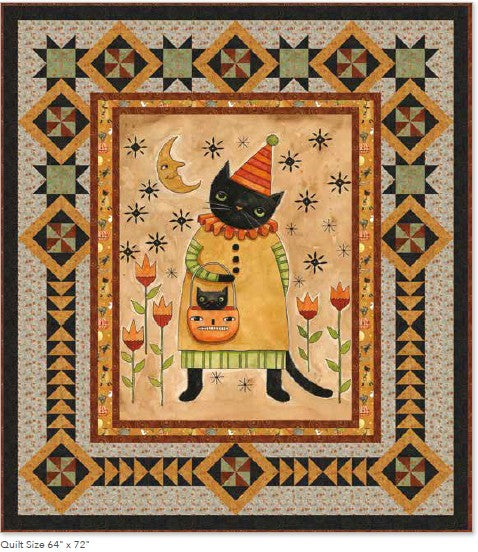 Spooky Kitty Quilt Kit Finished Size: 64" x 72" – Fabric by Teresa Kogut- Ships April
