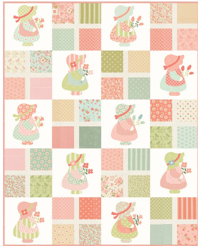 Sunbonnet Hopscotch Quilt Kit By Heather Briggs for My Sew Quilty Life Quilt Size: 40” x 50” Ships in September