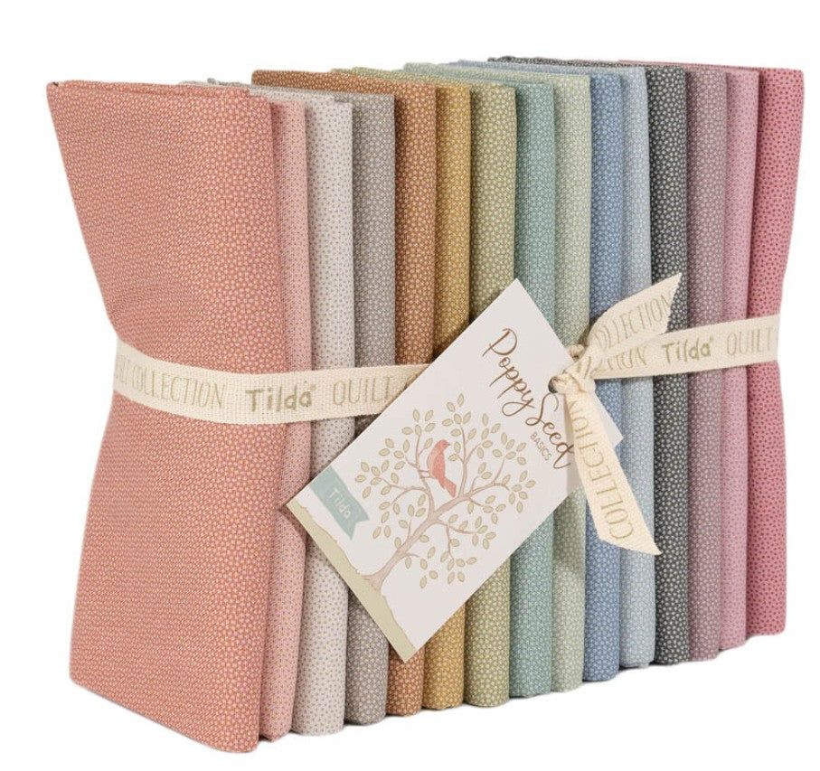Tilda Poppy Seed Fat Quarter Bundle, 15 Fabrics, 21 x 19in