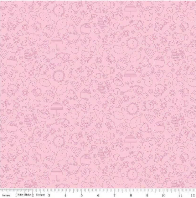 Flannel Receiving Blanket Kit - Bundle of Joy Toss Pink Doodlebug Riley Blake