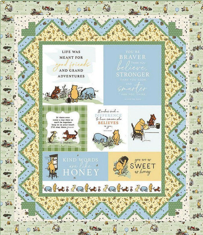 Wrapped in Love quilt kit featuring Winnie the Pooh from Riley Blake Designs